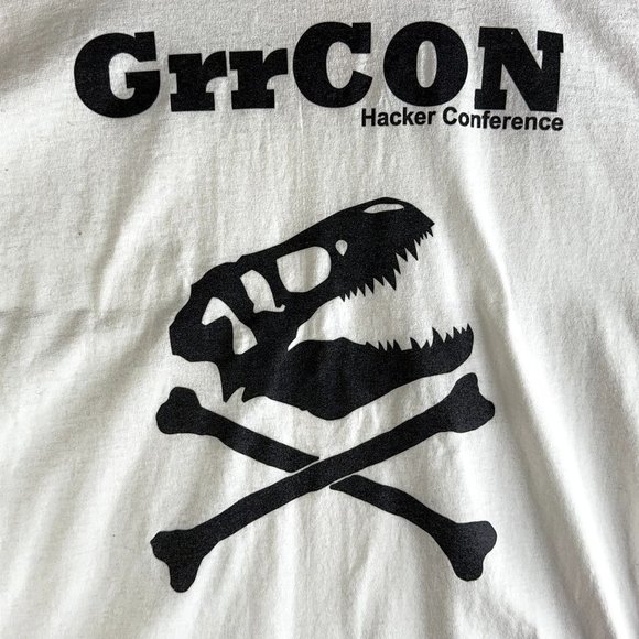 GrrCon Hacker Cybersecurity Convention T-Shirt Youth Medium White Dinosaur NEW - Picture 3 of 8